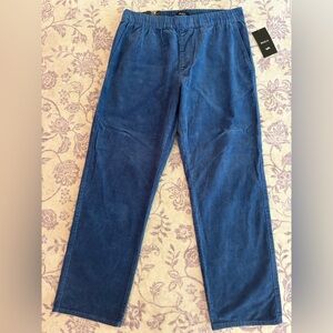 NWT Men’s RVCA Blue Corduroy American Fit Pants Drawstring Waist Size M